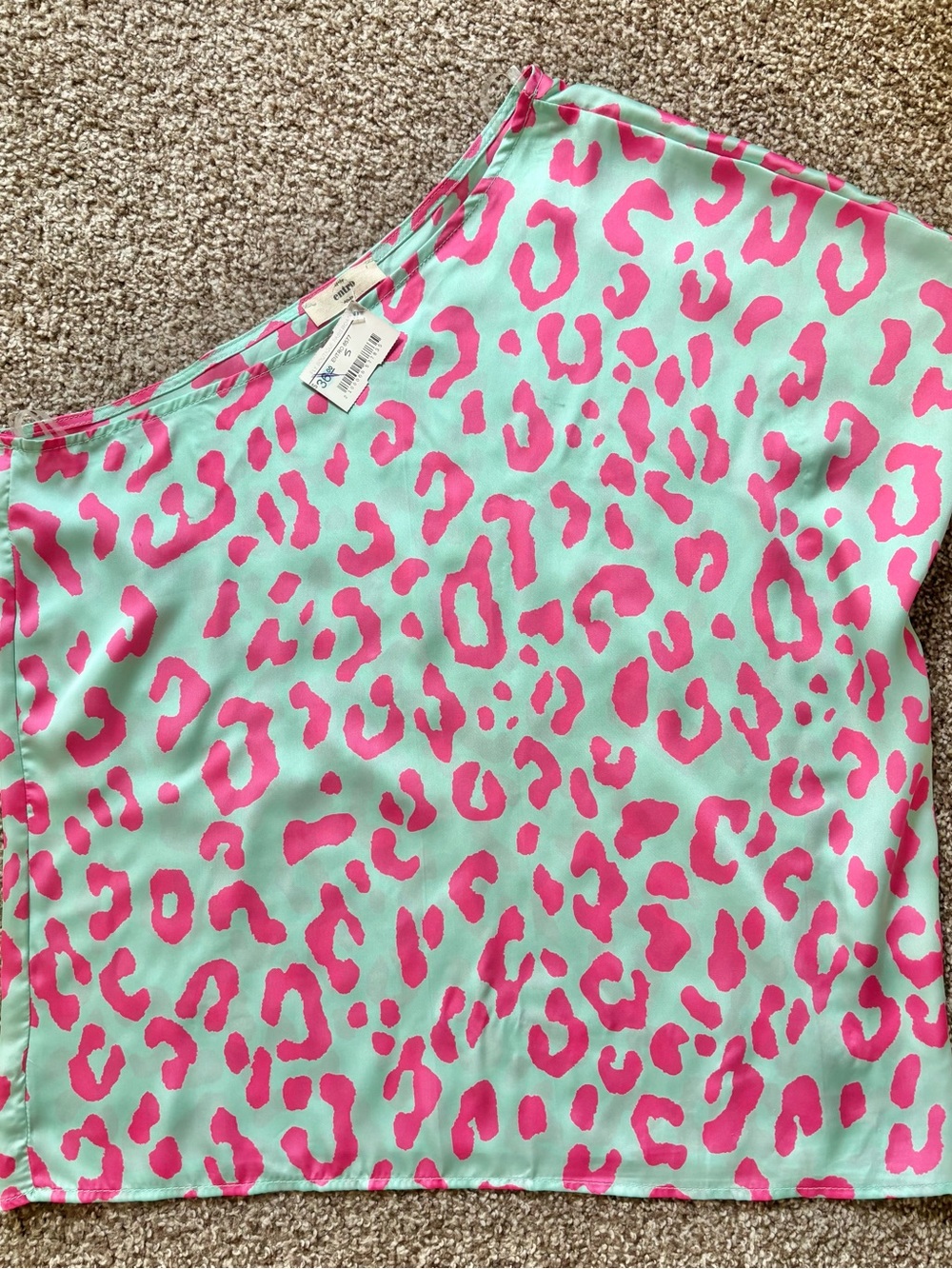 entro Pink Leopard Print Mint Shell Top